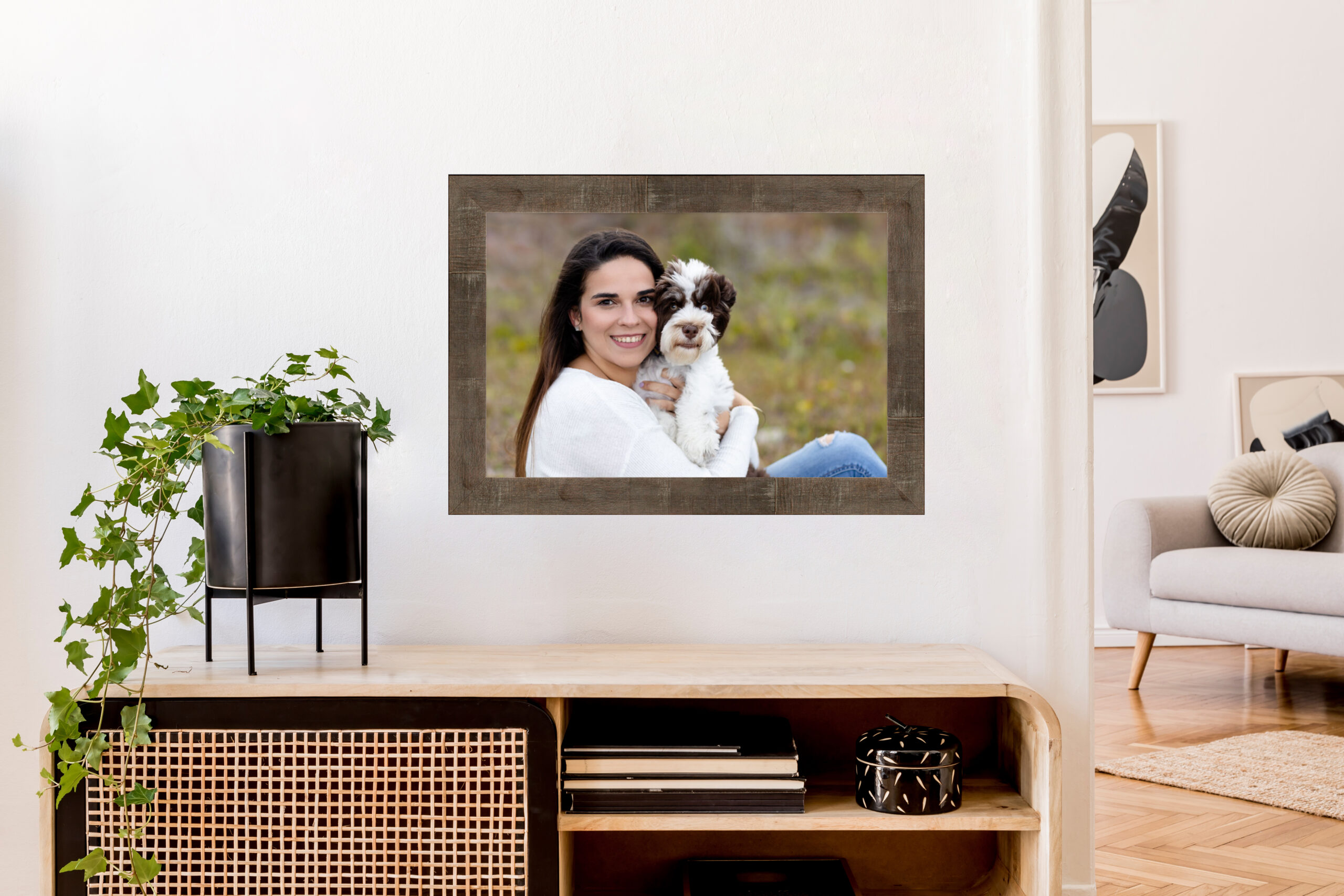 framed photo of dog mom and pup
